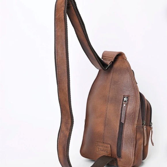 American Darling Brown and Teal Leather Backpack - Picture 7 of 7